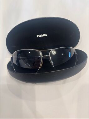 Prada Metal Aviator Sunglasses in Blue and Silver